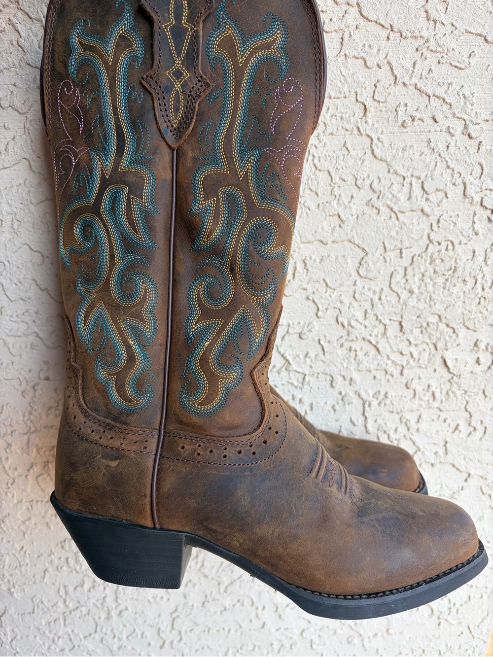 Women's Brown Justin Embroidered Western Boots 6.5B